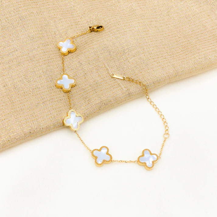 Four Leaf Clover Bracelet - White