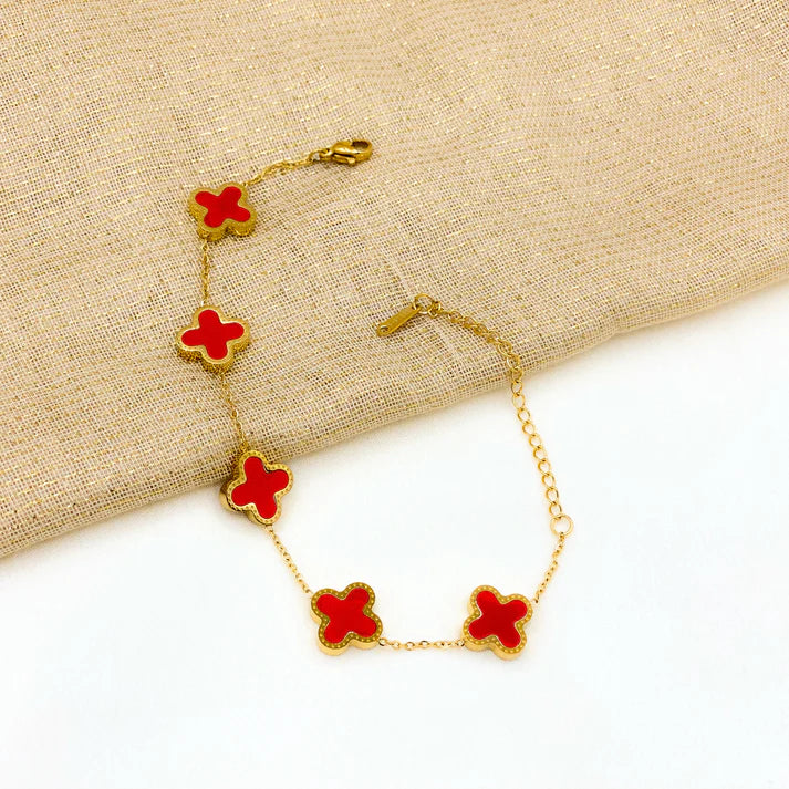 Four Leaf Clover Bracelet - Red