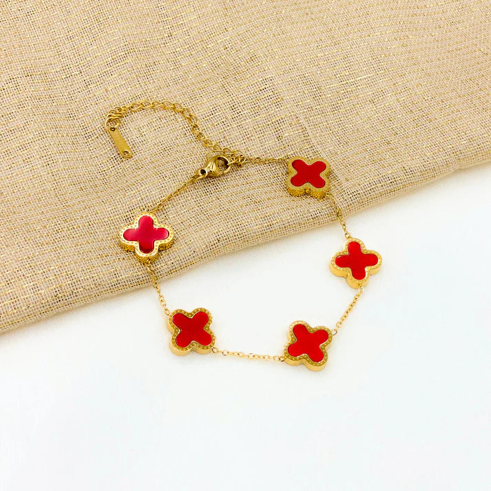 Four Leaf Clover Bracelet - Red